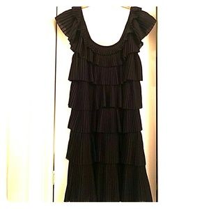 WHBM Black Ruffle Tiered Dress